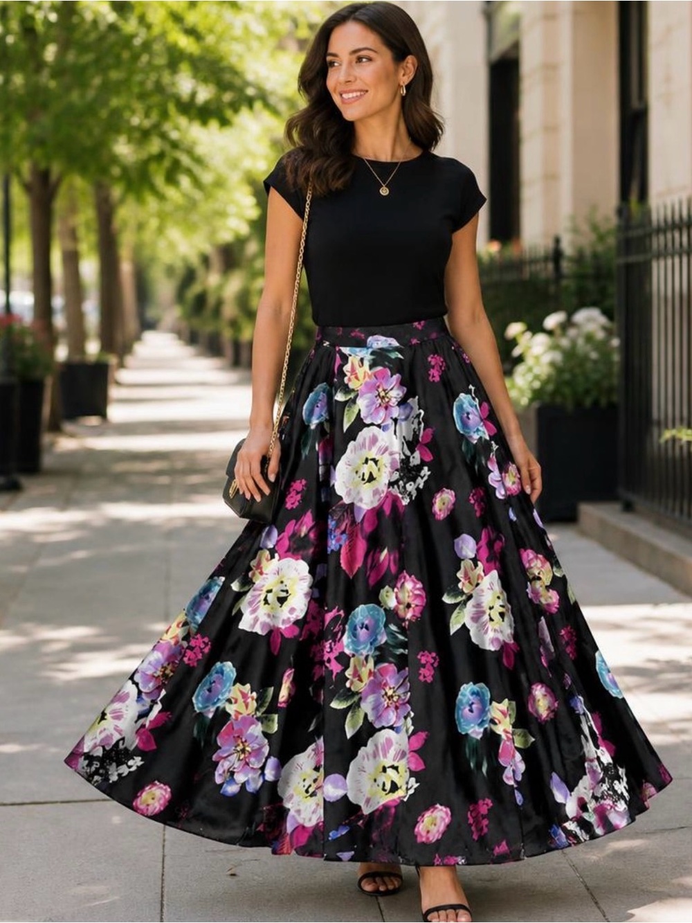 Cupio Skirts | Cupio Mix Masters Black Floral Maxi Skirt Size S New missing
